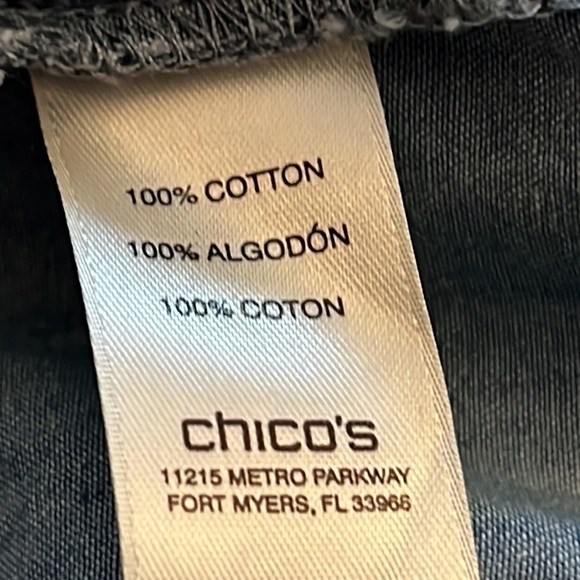 Chico’s 100% cotton denim print tunic blouse Sz L / 12 - Picture 7 of 9